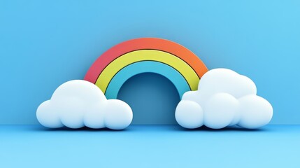 Colorful Rainbow and Clouds Digital Art for Kids
