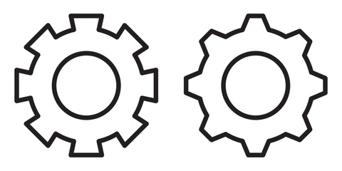 Cogwheel icon. Line style gearwheel sign. Outline cogwheel mechanism symbol isolated on white background.