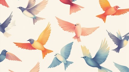 Obraz premium Colorful Bird Pattern Background