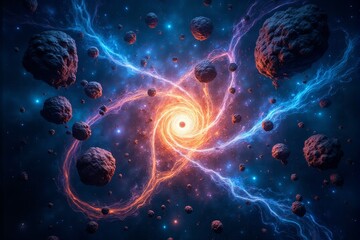 Abstract energy fields representing quantum states in dynamic motion