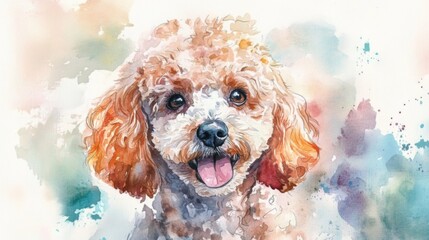 Watercolor Portrait of a Happy Poodle