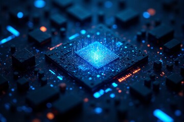 Abstract representation of quantum computing hardware with glowing accents
