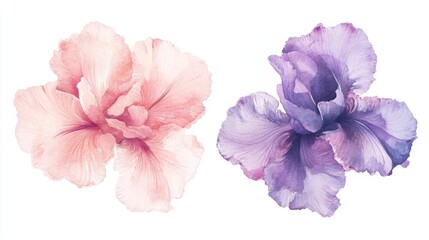 Naklejka premium Delicate Watercolor Irises: Stunning Floral Design
