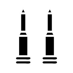 Two black eyeliner pencils isolated on white background. Concept of beauty and makeup.