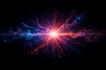 Fototapeta premium Quantum circuits glowing in vibrant patterns on a black backdrop