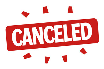 Creative illustration of a red label with the title "CANCELED" against an artistic backdrop. For cancellation, closed, call-offs, or dismissed themes.