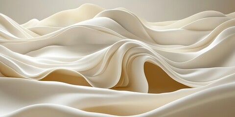 Obraz premium Abstract cream fabric folds creating a wave-like texture.