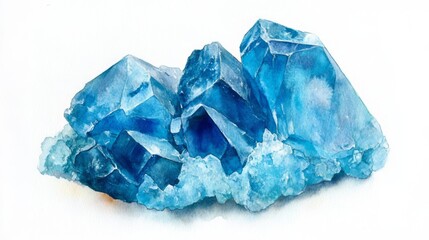 Fototapeta premium Stunning Watercolor Painting of Blue Crystals