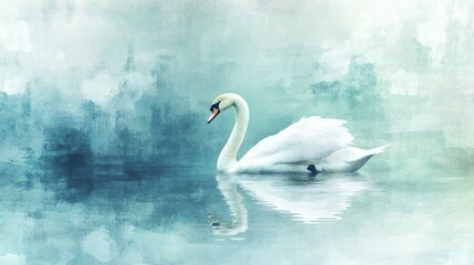 Fototapeta premium Serene Swan in a Tranquil Water Scene