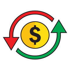 American dollar currency or dollar symbol flat icon on isolated background