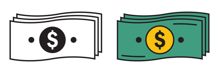 Dollar cash icon vector
