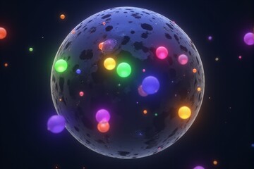 Abstract representation of quantum tunneling with glowing spheres