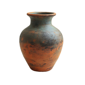 Rustic terracotta pot isolated Transparent Background.