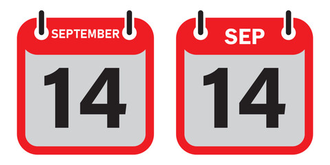 September 14 calendar flat icon design