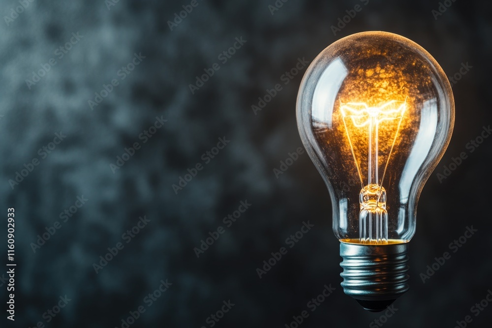 Poster a flat design of a glowing light bulb emerging from a dim background, representing innovative improv