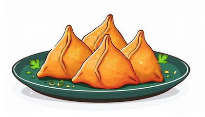 Vegetarian samsa or samosas.Indian special traditional street food punjabi samosa or Coxinha. Generated image