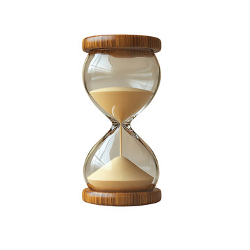 Hourglass sand timer wood base Transparent Background.