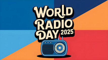 World Radio Day 2025 banner design, World Radio Day 2025 card with typography design.