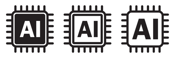 Set of AI icon. Chip icon set. Artificial intelligence Vector illustration. EPS 10