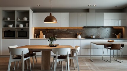 elegant contemporary kitchen room interior .3drender