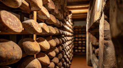 Aged Cheeses in a Traditional Cellar: A Culinary Masterpiece