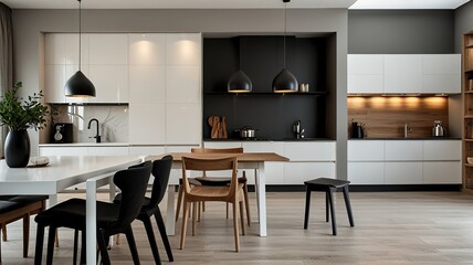 elegant contemporary kitchen room interior .3drender