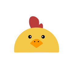 cute chicken vector, cartoon chicken face, drawing chicken face easy and simple full color