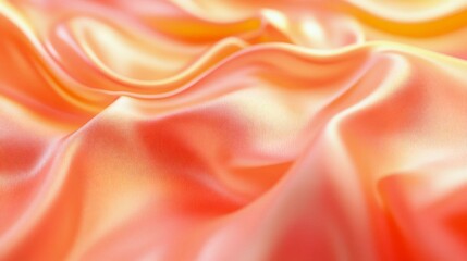 Obraz premium Elegant orange satin fabric with luxurious folds creating a soft, fluid texture. Perfect for design backgrounds or fashion industry needs.