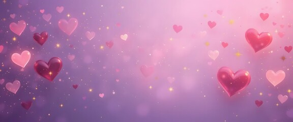 Obraz premium Floating Hearts: A Romantic, Glowing Valentine's Day Design