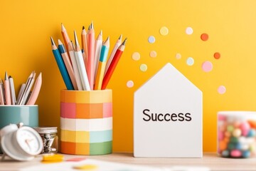 Fototapeta premium A progress bar illustration with â€œSuccessâ€ at the end, gradually filling up to signify growth