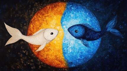 Pisces Zodiac Fish Art - Acrylic Painting with AI Generative Touch