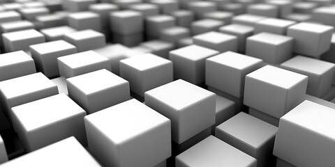 Obraz premium Abstract grayscale image of many cubes forming a wave-like pattern.