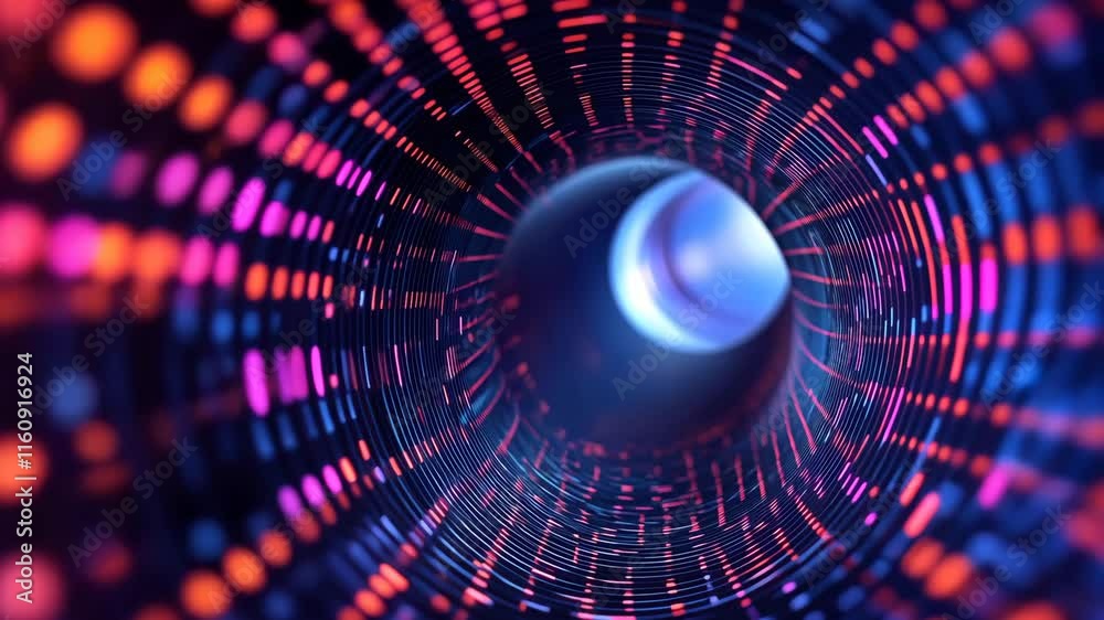 Poster abstract light tunnel with vibrant colors and dynamic patterns in motion