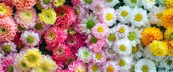 Colorful flower blossoms, full frame.