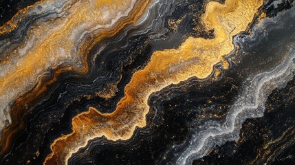 Obraz premium luxurious gold and black marble texture with crystalline formations, shimmering veins, and elegant natural patterns for premium design projects