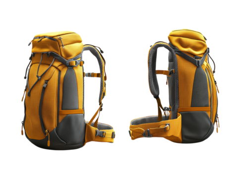 Stylish Yellow Backpack for Outdoor Adventures Isolated on transparent background