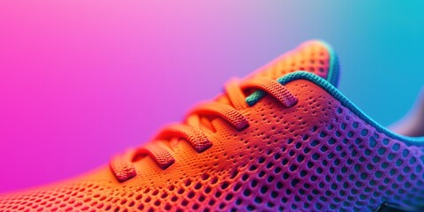 Fototapeta premium Brightly Colored Running Shoe on Vibrant Background with Gradient