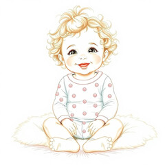 Fototapeta premium Baby Girl Painting: Creative and Adorable Artistic Moment.