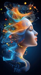 Obraz premium Artistic fusion of human and digital elements creating a communication network