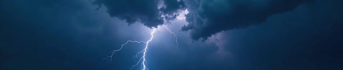 Dark stormy sky with thick grey clouds and bright lightning flashes, ominous, thunder, dark