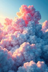Fototapeta premium Cloud of cubes with varying sizes and colors, softly focused, ethereal, cloudy, soft focus