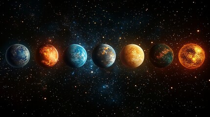 A visual representation of the solar system showcasing the planets in their respective orbits around the sun.