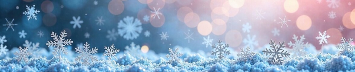 A row of glittering snowflakes frames a frosted mirror, frosted, glass