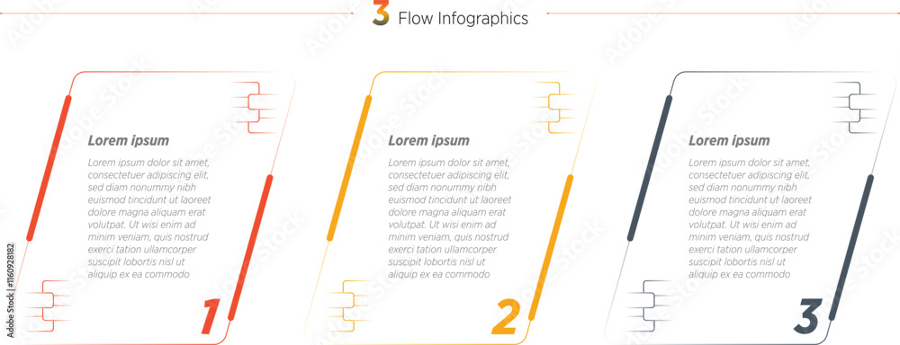 Wall mural horizontal progress bar featuring 3 shaped elements, symbolizing three six stages of business strate