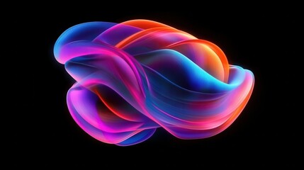 Obraz premium mesmerizing 3d rendered abstract composition with flowing iridescent ribbons creating hypnotic motion effect in neon colors on dark background