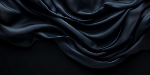 Obraz premium Dark blue fabric, elegant waves, luxurious silk texture background.