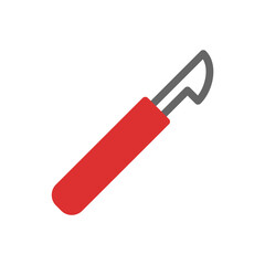 Surgical scalpel with red handle. Concept of surgery, medical, and healthcare.