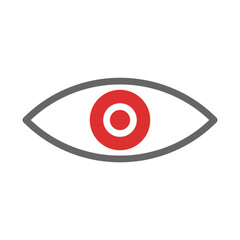 Red eye icon. Concept of vision, surveillance, and observation.