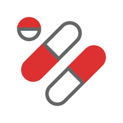 Red and white pills. Concept of medicine, healthcare, and pharmacy.