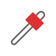 Red Dropper Icon. Concept of medical, chemical, and cosmetic research.